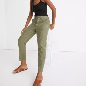 Madewell Curvy Griff Tapered Fatigue Pants size 28 cotton Green EUC